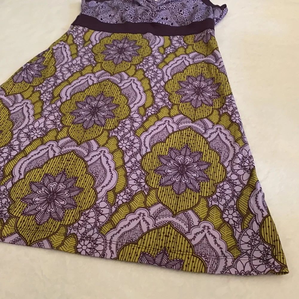 Prana | Amaya Athletic Active Dress Lupine Scallop Purple/Green Mandala Print S - Picture 8 of 16